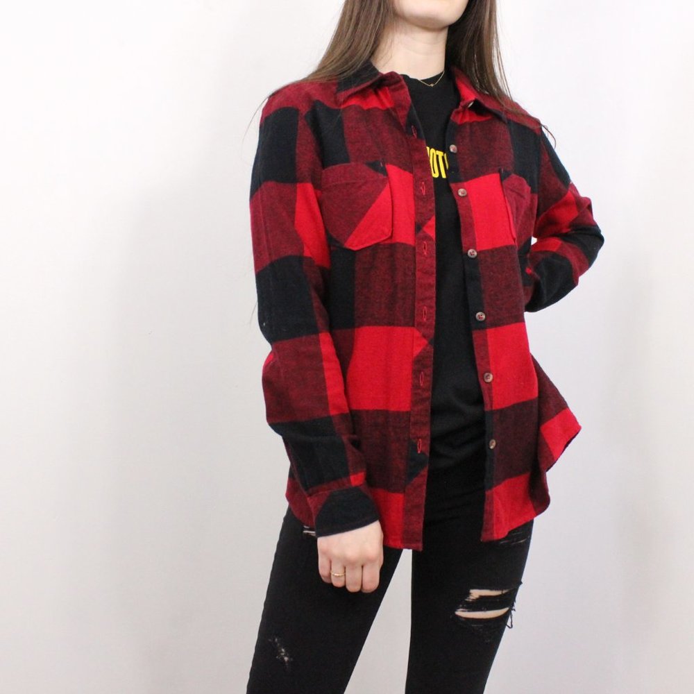 *Natural Reflections Buffalo Plaid Red and Black Flannel